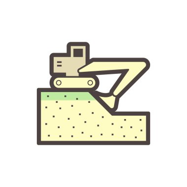 Kazıcı ya da toprak kazma ekipmanı vektör ikonu tasarımı.