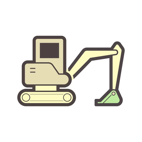 Graafmachine Bodemgraafmachine Ontwerp Vectoricoon — Stockvector