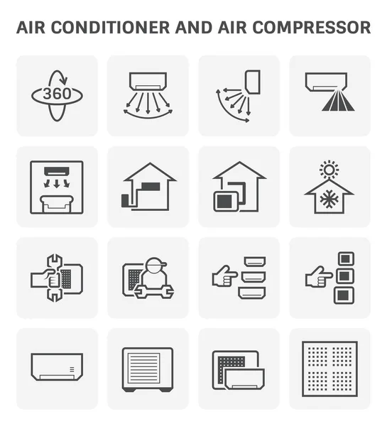Air Conditioner Air Compressor Vector Icon Set Design — ストックベクタ