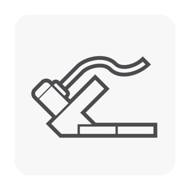 Beyaz üzerinde ahşap zemin yapı aracı simgesi.