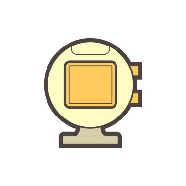 Beyaz üzerine spor kamera ve fotoğraf ekipmanı vektör ikonu tasarımı.