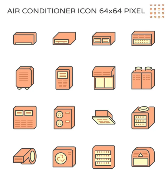 空调和空压机图标集 64X64 完美像素和可编辑笔画 — 图库矢量图片