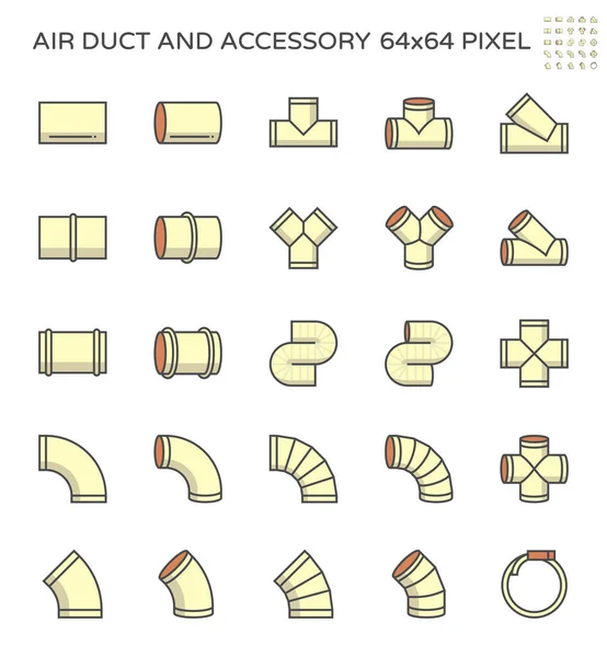 Set Condotti Dell Aria Icone Accessori 64X64 Pixel Perfetti Tratto — Vettoriale Stock