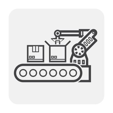 Üretim ve üretim hattı vektör ikonu tasarımı.