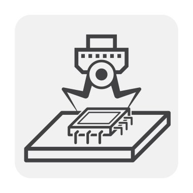 Robot el ve mikroçip simgesi.