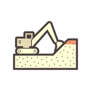 Kazıcı ya da toprak kazma ekipmanı vektör ikonu tasarımı.