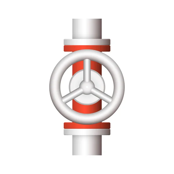 白地に分離された鋼管コネクタとバルブアイコン設計 — ストックベクタ