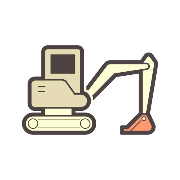 Excavator or soil excavation equipment vector icon design.
