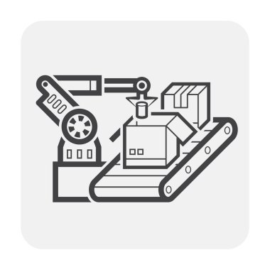 Üretim ve üretim hattı vektör ikonu tasarımı.