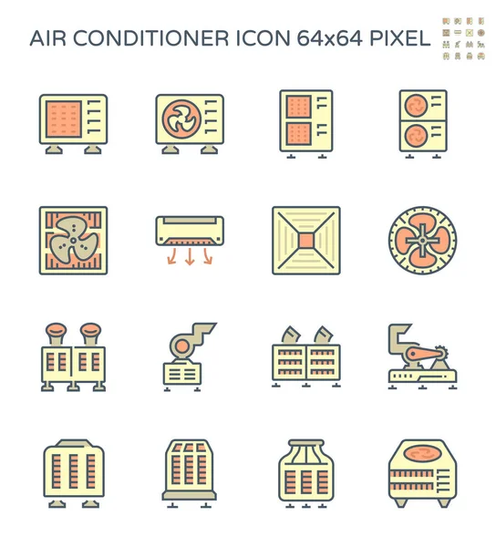 Klimaanlage Und Kompressor Icon Set 64X64 Perfekte Pixel Und Editierbarer — Stockvektor