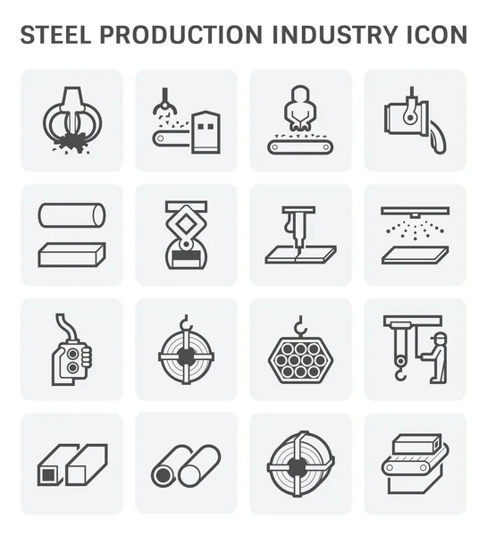 Set Icone Industria Siderurgica Metallurgica — Vettoriale Stock