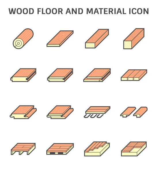 Wood Floor Material Interior Decoration Vector Icon Set Design — Stock Vector