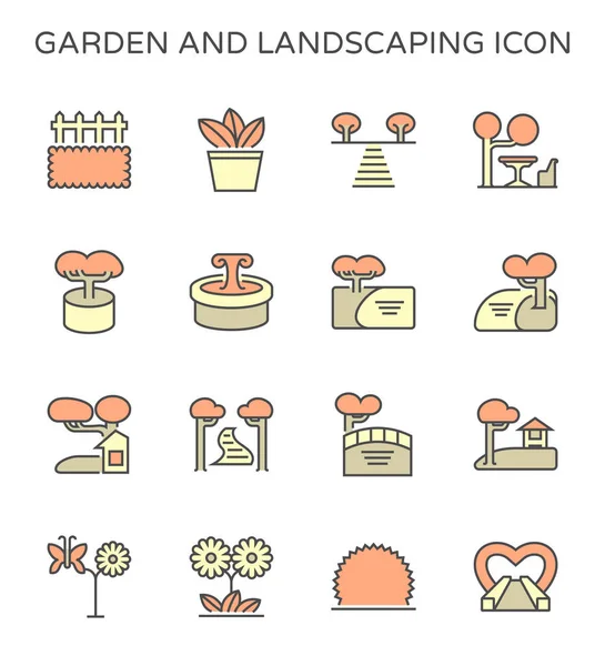 Garden Landscaping Icon Set Landscaping Graphic Design Element Editable Stroke — ストックベクタ