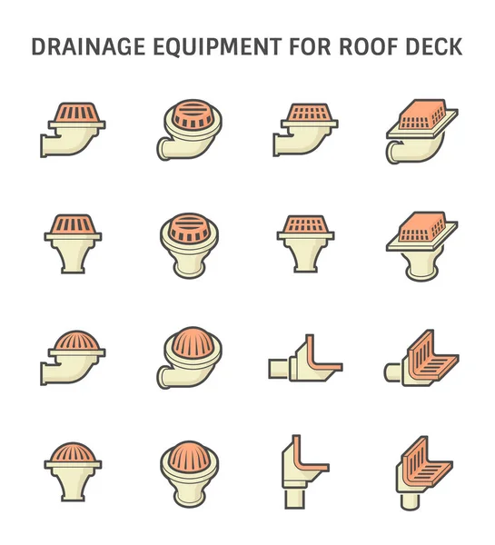 Vektor Icon Design Von Bodenablauf Und Entwässerungseinrichtungen Für Dachterrassen — Stockvektor