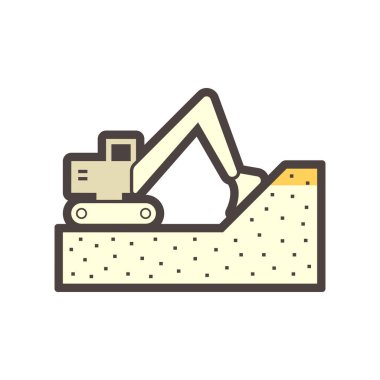 Kazıcı ya da toprak kazma ekipmanı vektör ikonu tasarımı.