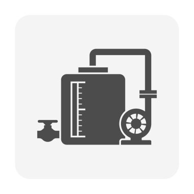 Su dağıtımı için su pompası ve su tankı simgesi.