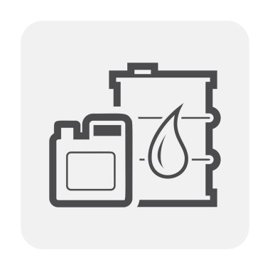 Benzin İstasyonu ve ekipman simgesi tasarım, siyah ve anahat.