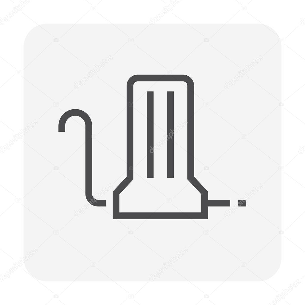 Water filtration system and accessory icon design for water purify work design, editable stroke.