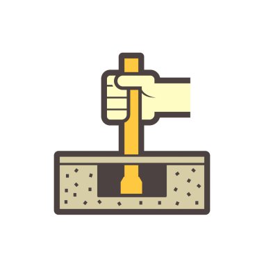 Beyaz üzerinde kum konisi metot vektör ikonu tasarımı tarafından toprak testi.