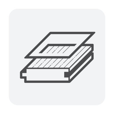 Ahşap şablon simgesi, siyah renk.