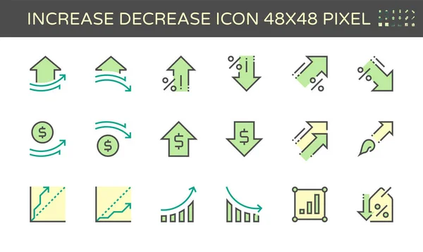 Aumentar Disminuir Diseño Del Conjunto Iconos Vectoriales 48X48 Píxeles Perfecto Editable Carrera