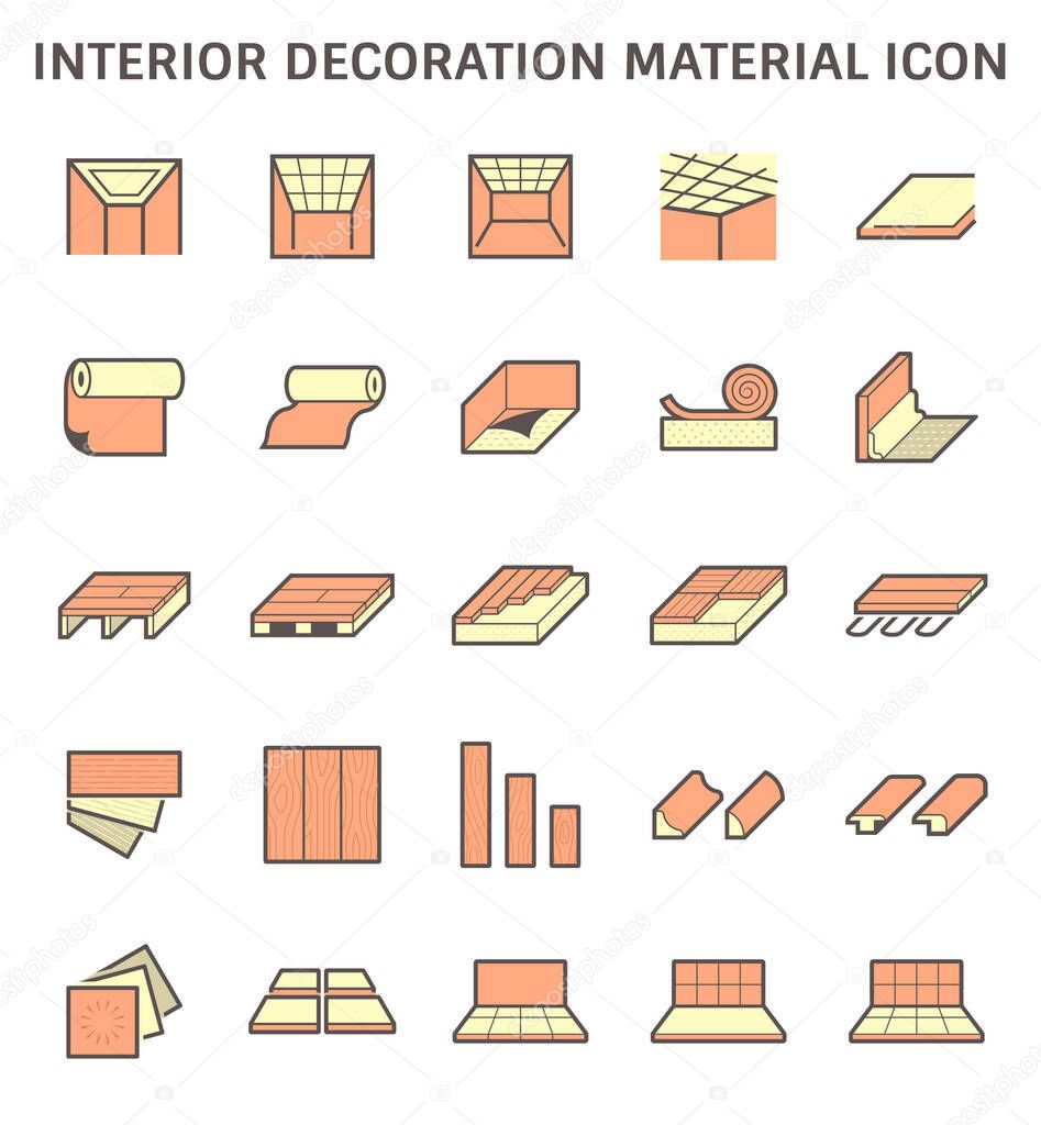 Interior decoration material and architectural work vector icon design.