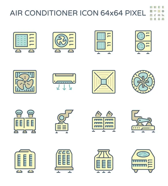 Air Conditioner Lucht Compressor Pictogram Set Perfect Pixel Bewerkbare Beroerte — Stockvector