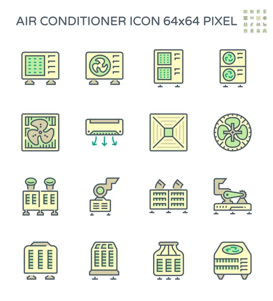 Набор Иконок Кондиционера Компрессора Воздуха 64Х64 Пикселя Редактируемый Штрих — стоковый вектор