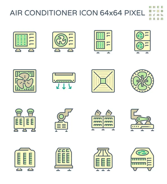 Klimaanlage Und Kompressor Icon Set 64X64 Perfekte Pixel Und Editierbarer — Stockvektor