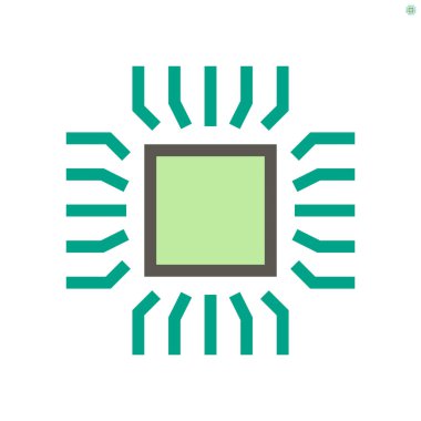 Bilgisayar çipi işlemcisi ve teknoloji vektör simgesi seti, 48X48 piksel mükemmel ve düzenlenebilir vuruş.