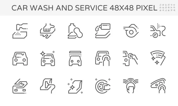Autowaschanlage Und Service Vektor Setdesign 48X48 Pixel Perfekt Und Editierbar — Stockvektor