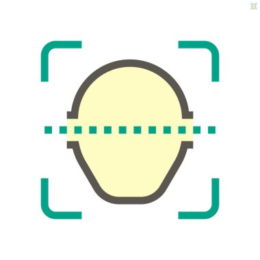 Yüz tarama teknolojisi vektör ikonu tasarımı, 48x48 piksel mükemmel ve düzenlenebilir vuruş.