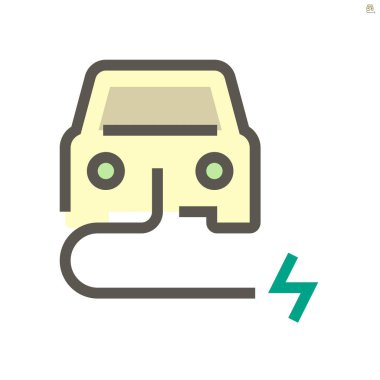 Elektrikli araba ya da her arabanın şarj olan vektör simgesi tasarımı, 48x48 piksel mükemmel ve düzenlenebilir vuruş.