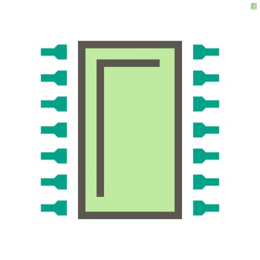 Bilgisayar çipi işlemcisi ve teknoloji vektör simgesi seti, 48X48 piksel mükemmel ve düzenlenebilir vuruş.