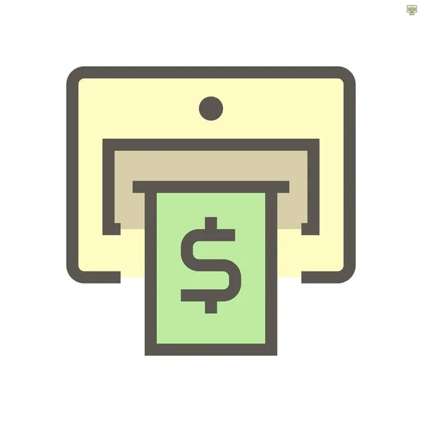 财务图形设计元件的Atm机和钞票矢量图标设计 48X48像素完美和可编辑笔划 — 图库矢量图片