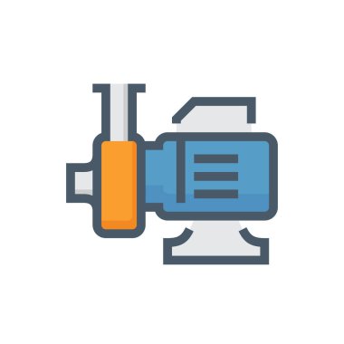 Su dağıtım simgesi tasarımı için elektrik pompası ve çelik boru.