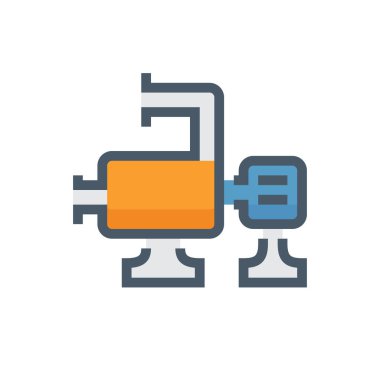 Su dağıtım simgesi tasarımı için elektrikli vida su pompası ve çelik boru.