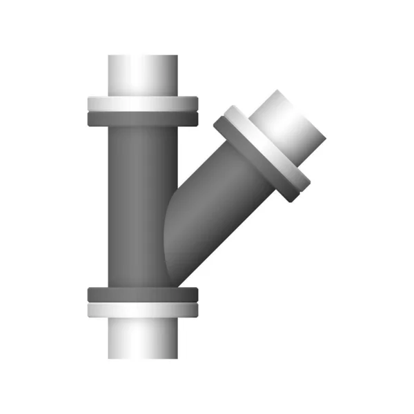 Projeto Ícone Conector Tubo Aço Isolado Fundo Branco —  Vetores de Stock