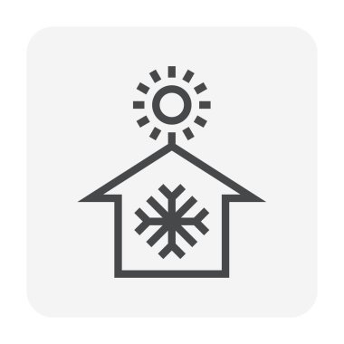 Klima ve ev vektör simgesi tasarımı, düzenlenebilir vuruş.