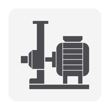 Su pompası ve çelik boru ikonu su dağıtımı için grafik tasarım elementi.
