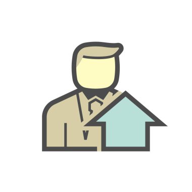 Beyaz üzerinde emlakçı ve yatırım vektörü simgesi tasarımı.