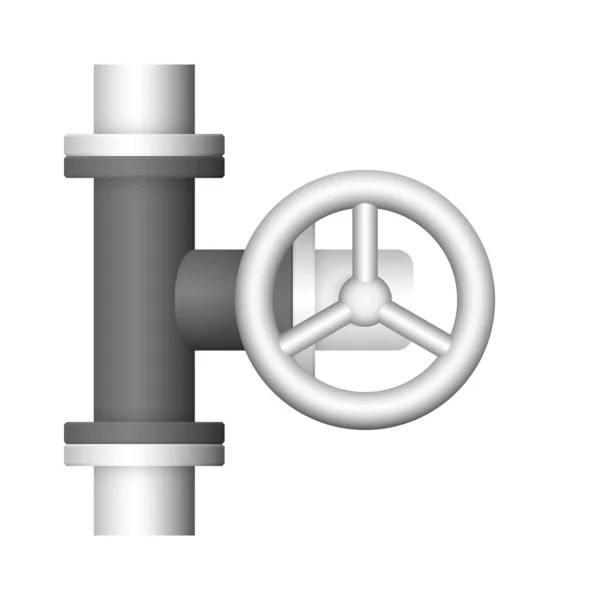 Конструкция Иконки Стальных Труб Клапанов Изолирована Белой Пекарне — стоковый вектор