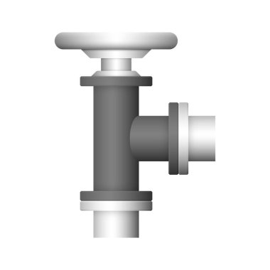 Çelik boru konnektörü ve kapak simgesi tasarımı beyaz bakkal sahasında izole edildi.