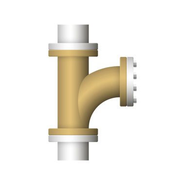 Çelik boru bağlantı simgesi tasarımı beyaz arkaplanda izole edildi.