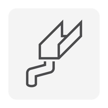 Drenaj sistemi grafik tasarımı ögesi için beyaz arkaplan üzerinde çatı oluğu vektör simgesi tasarımı.