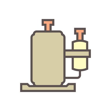 Hava kompresörü ve yarı vektör simgesi tasarımı, düzenlenebilir vuruş.