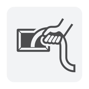 Havalandırma borusu ve temizlik işi simgesi, siyah renk.