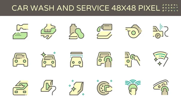 Diseño Conjunto Iconos Vectores Lavado Servicio Automóviles 48X48 Píxeles Carrera — Vector de stock