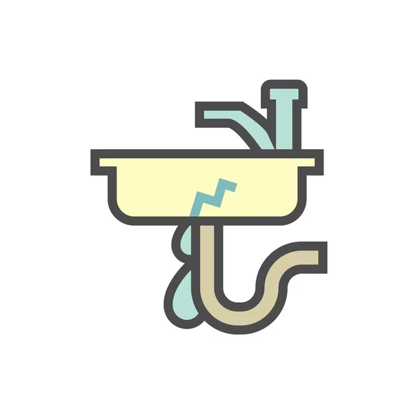 Wasserleck Und Reparaturarbeiten Vektor Icon Design Für Home Problem Grafik — Stockvektor
