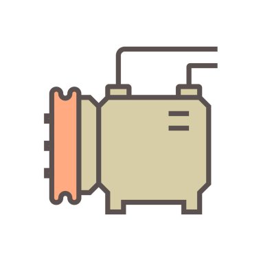 Hava kompresörü ve yarı vektör simgesi tasarımı, düzenlenebilir vuruş.